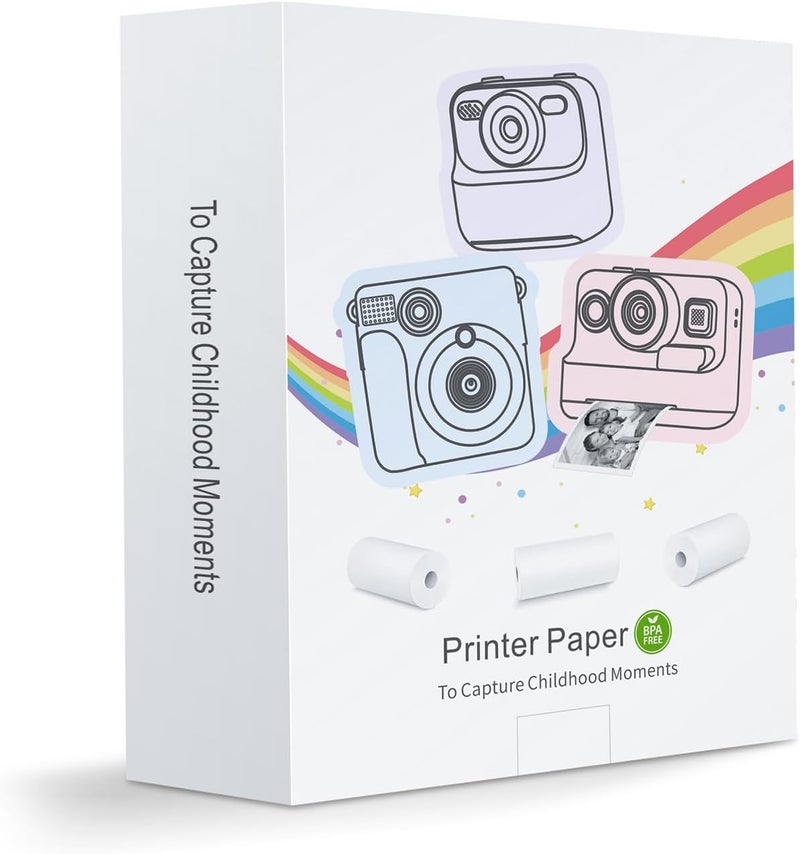 Hikkon 12 Rolls Instant Print Camera for Kids Refill Print Paper - Thermal Print Paper Rolls Photo Print HD Printing for Most Kids Instant Camera - Paper Only(White-12) - Image 3